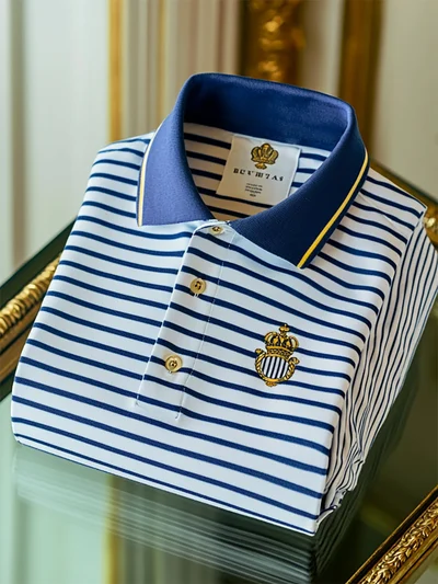 Men's Business Casual Plaid Button Short Sleeve Polo Shirt