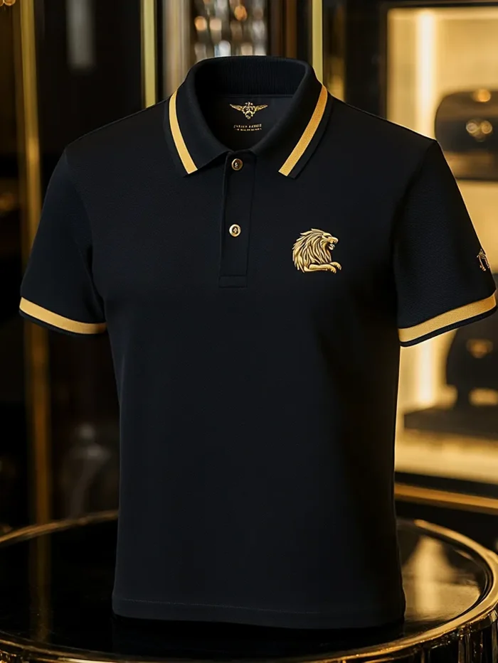 Men's Business Casual Button Short Sleeve Polo Shirt