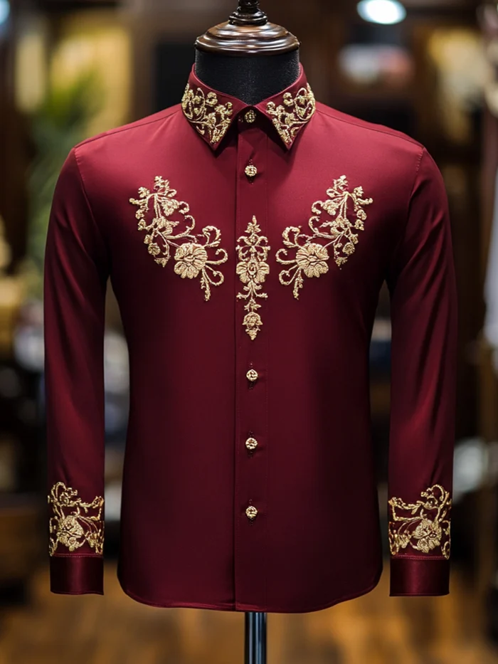 Men's Satin Luxury Business Long Sleeve Shirt