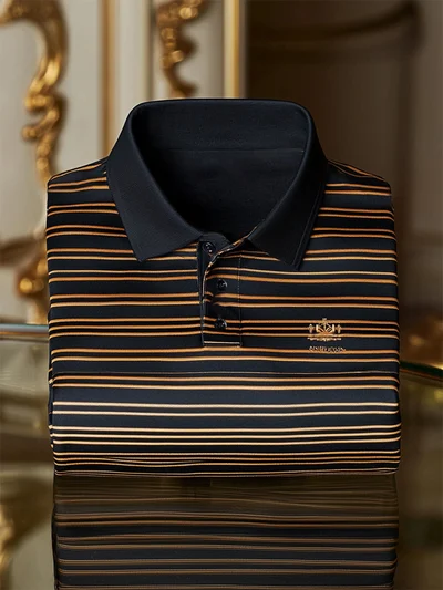 Men's Business Casual Plaid Button Short Sleeve Polo Shirt