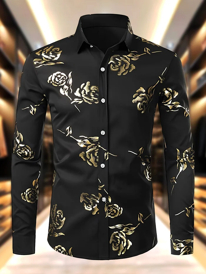 Men's Satin Luxe Long Sleeve Button Down Shirt