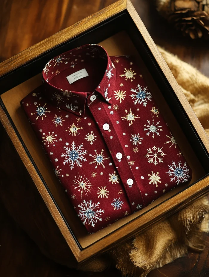 Men's Luxury Christmas Party Long Sleeve Button-Down Shirt
