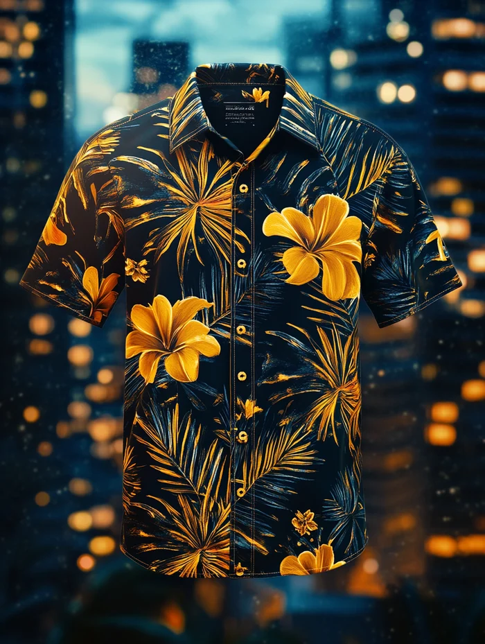 Men's Lapel Hawaiian Retro Casual Vacation Short Sleeve Shirt