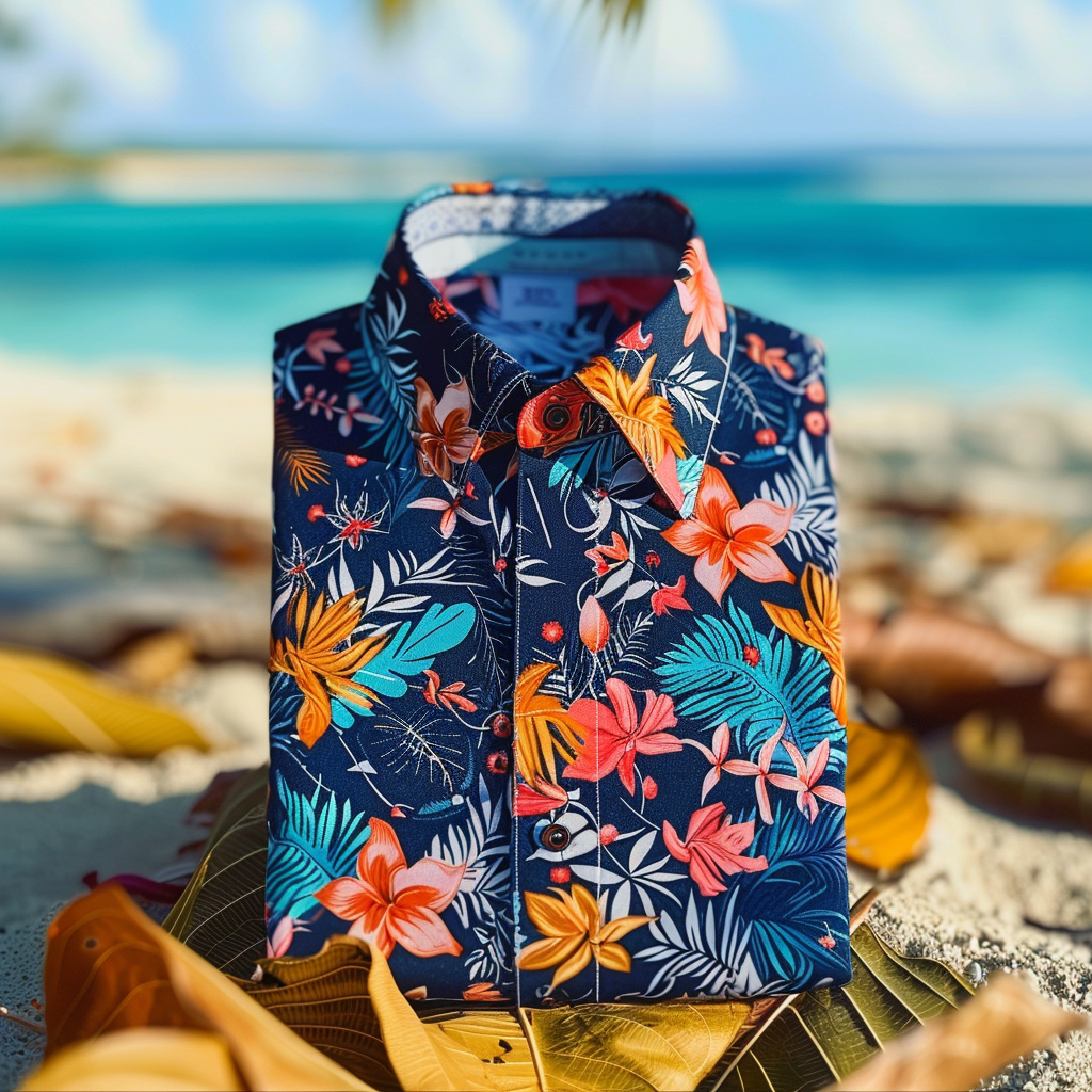 100% Cotton Hawaiian Shirt For Men Button-down luxury Shirt