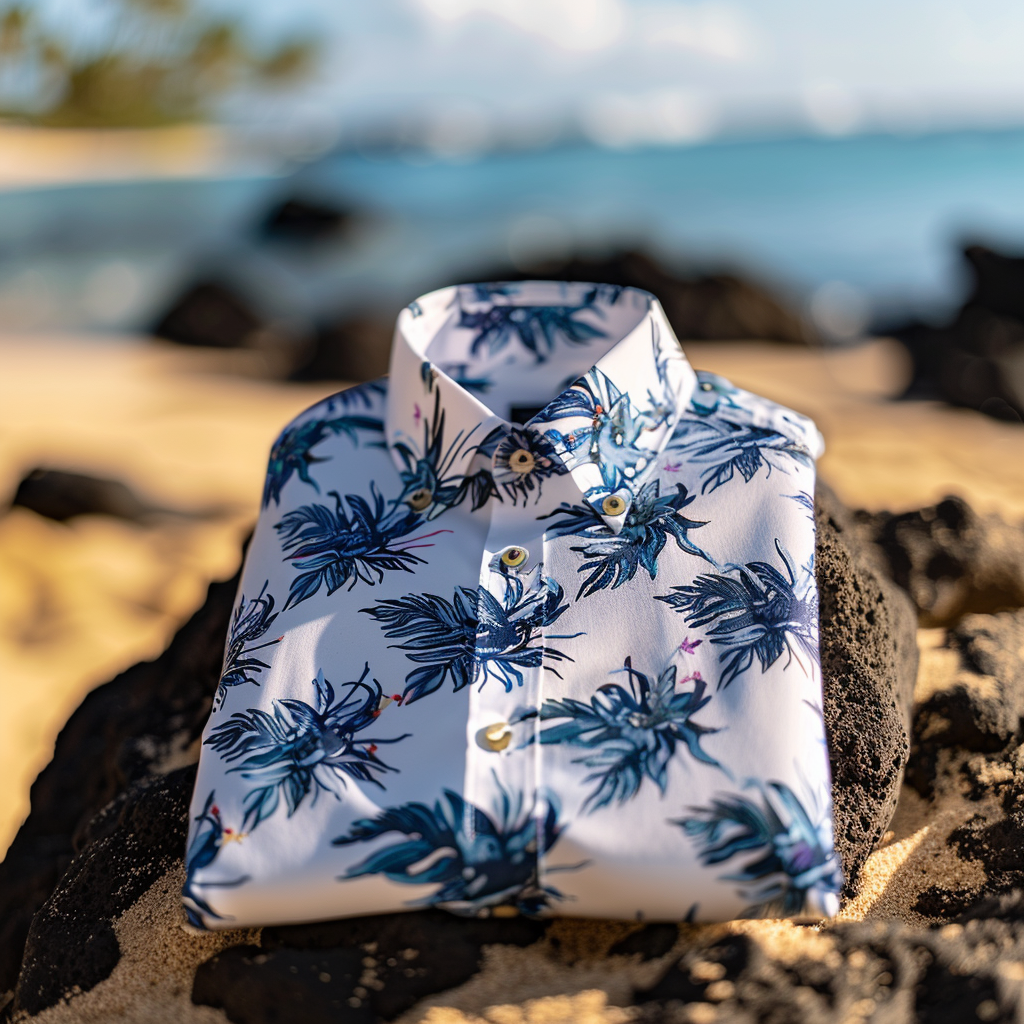 100% Cotton Hawaiian Shirt For Men Button-down luxury Shirt