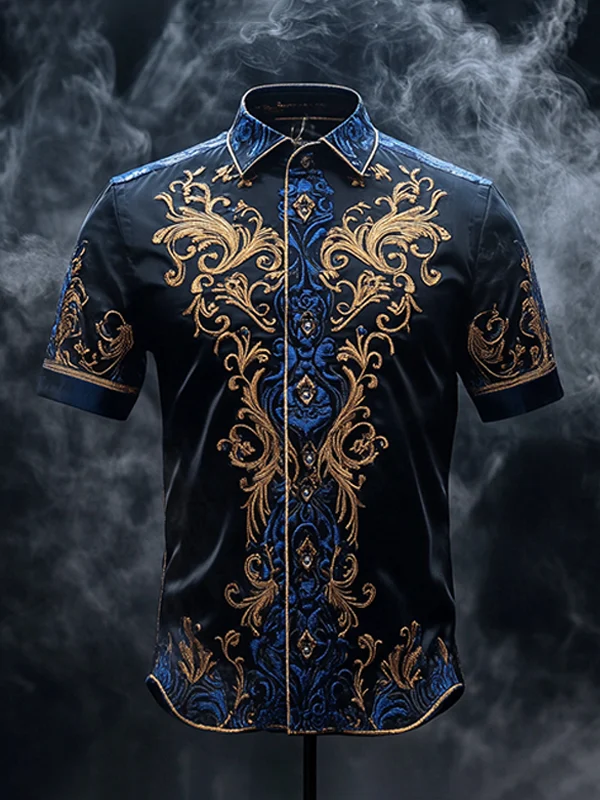 Men's Satin Luxe  Button-Down Soft High Elasticity Short Sleeve Breathable Shirt