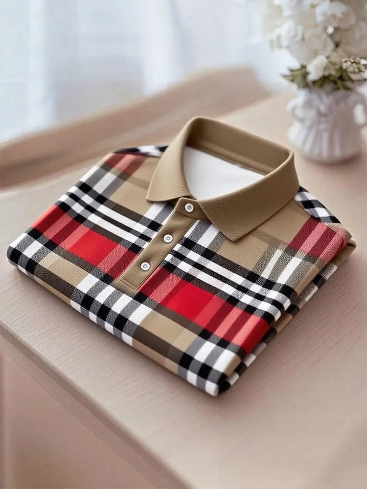 Men's Business Casual Button Long Sleeve Polo Shirt