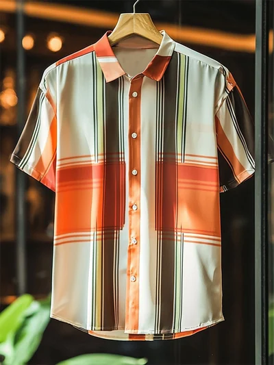 Men's Satin Luxe Short Sleeve Button-Down Soft High Elasticity Short Sleeve Breathable Shirt