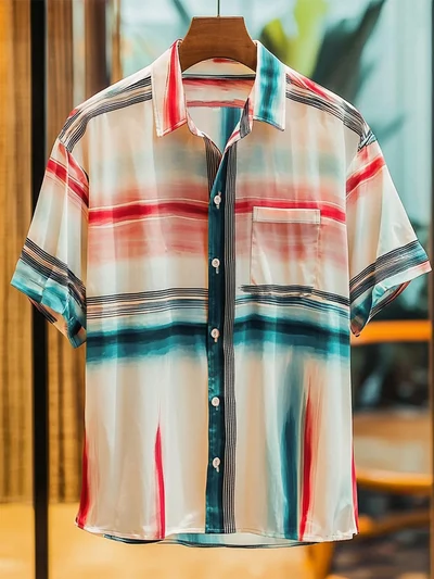 Men's Satin Luxe Short Sleeve Button-Down Soft High Elasticity Short Sleeve Breathable Shirt