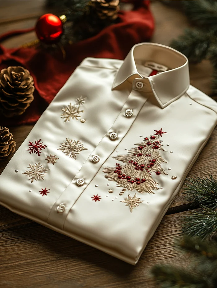Men's Luxury Christmas Party Long Sleeve Button-Down Shirt