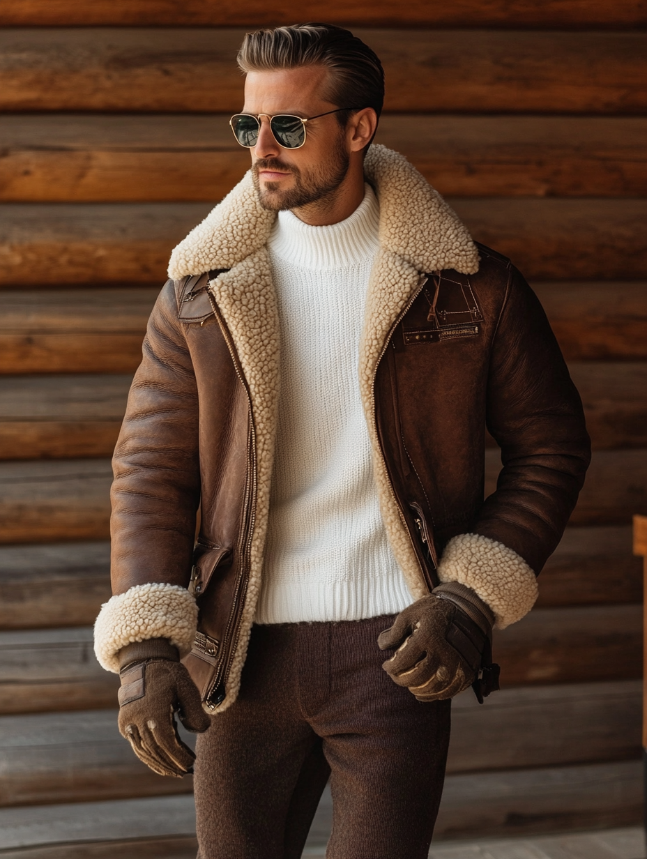 Unique 'The Saville' Fur Bomber Men's Fashion Blazer Coat Jacket