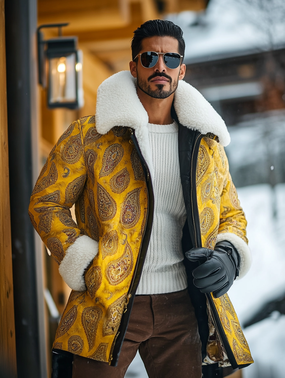 Unique 'The Saville' Fur Bomber Men's Fashion Blazer Coat Jacket