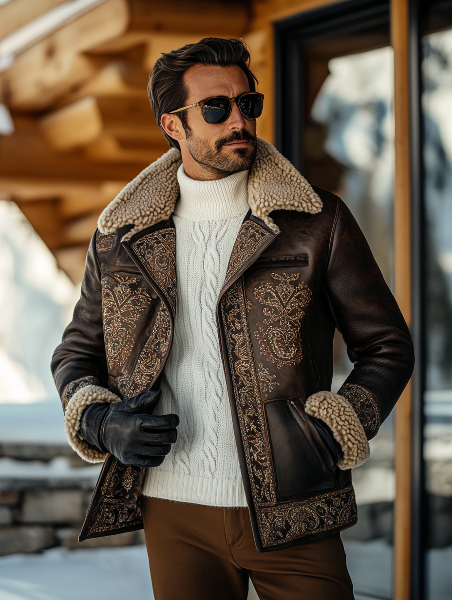 Unique 'The Saville' Fur Bomber Men's Fashion Blazer Coat Jacket