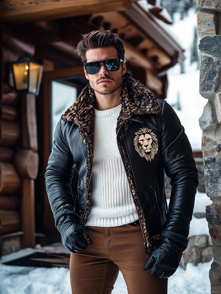 Unique 'The Saville' Fur Bomber Men's Fashion Blazer Coat Jacket