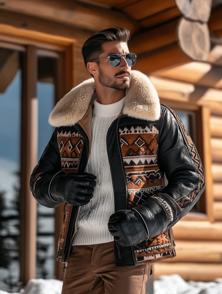 Unique 'The Saville' Fur Bomber Men's Fashion Blazer Coat Jacket