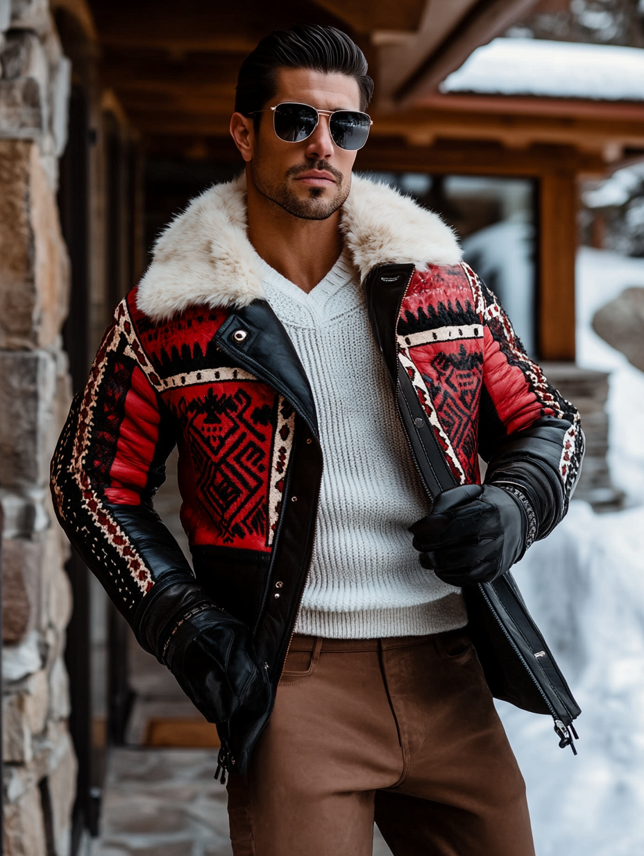 Unique 'The Saville' Fur Bomber Men's Fashion Blazer Coat Jacket