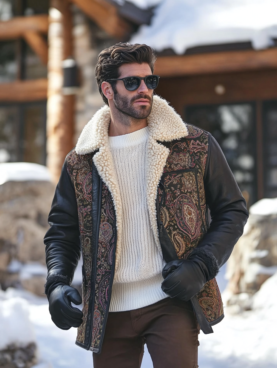 Unique 'The Saville' Fur Bomber Men's Fashion Blazer Coat Jacket