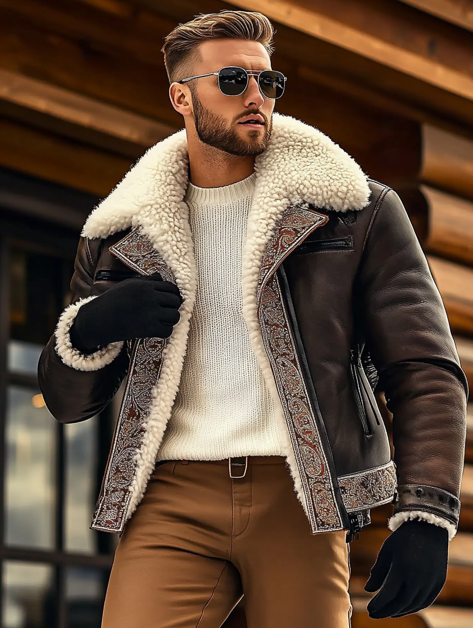 Unique 'The Saville' Fur Bomber Men's Fashion Blazer Coat Jacket