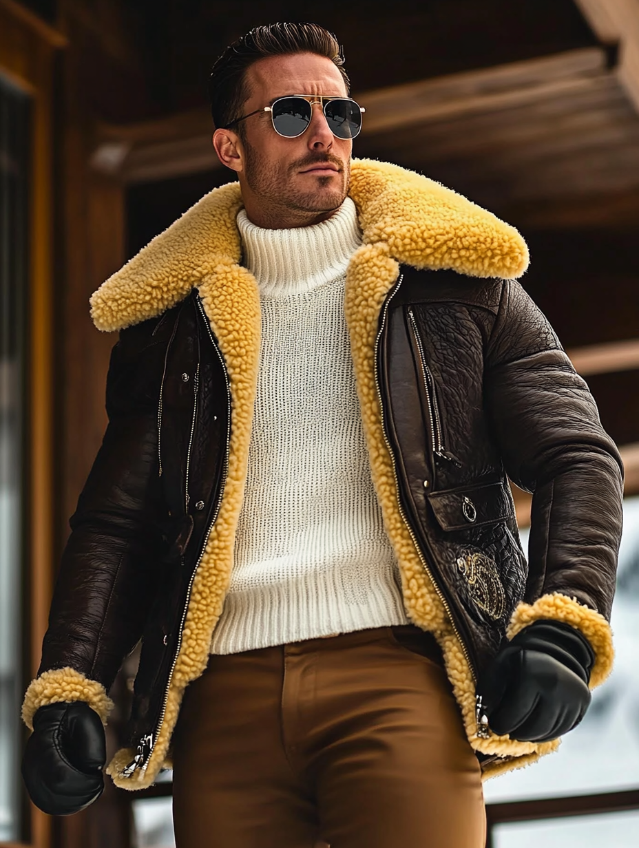 Unique 'The Saville' Fur Bomber Men's Fashion Blazer Coat Jacket