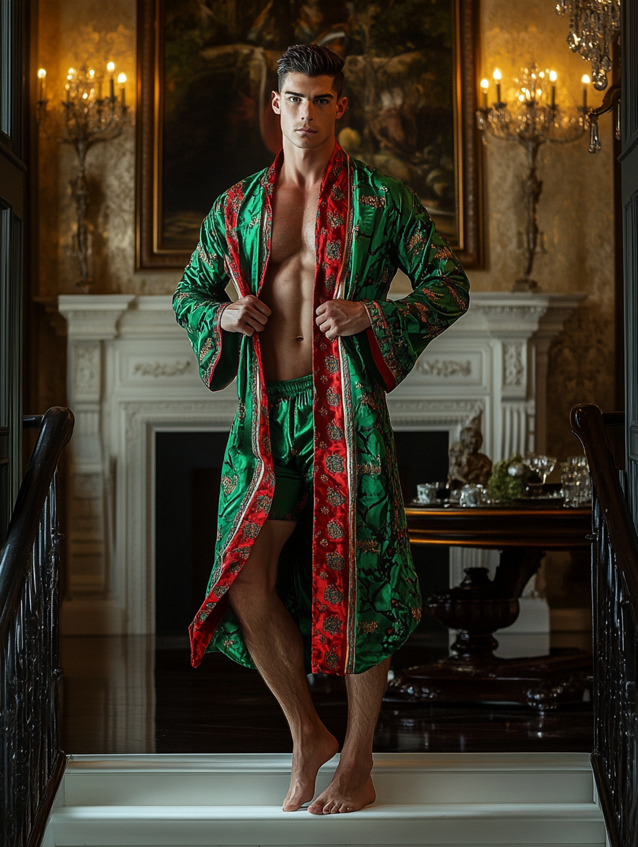 Men's Luxury Soft Silky Pajamas Velvet Robe Homewear