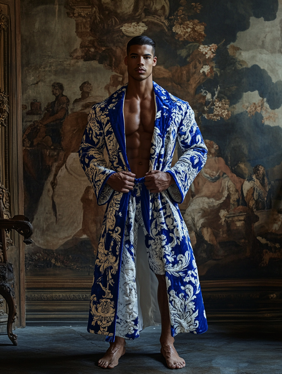 Men's Luxury Soft Silky Pajamas Velvet Robe Homewear