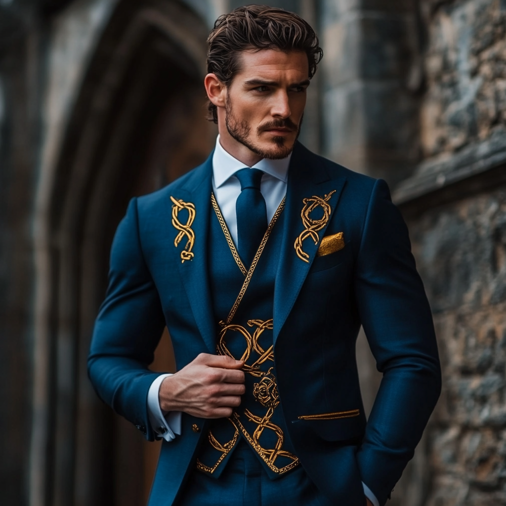 Printed business gentleman casual Men's Luxury Business Casual Fashion Blazer Suit Jacket