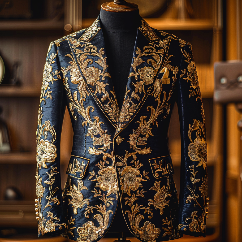 Printed business gentleman casual Men's Luxury Business Casual Fashion Blazer Suit Jacket