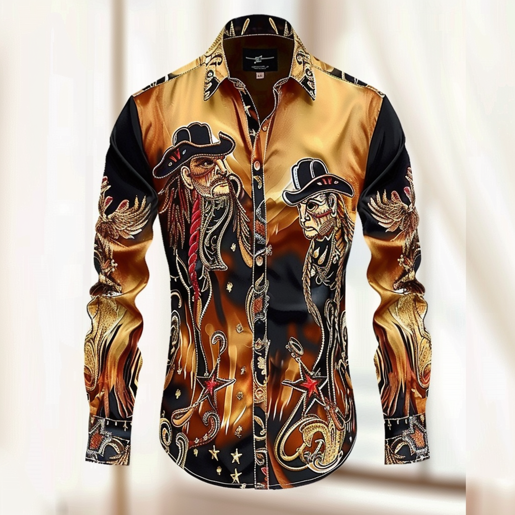 Western Styles Premium unique  Long Sleeve Shirt High Elasticity 