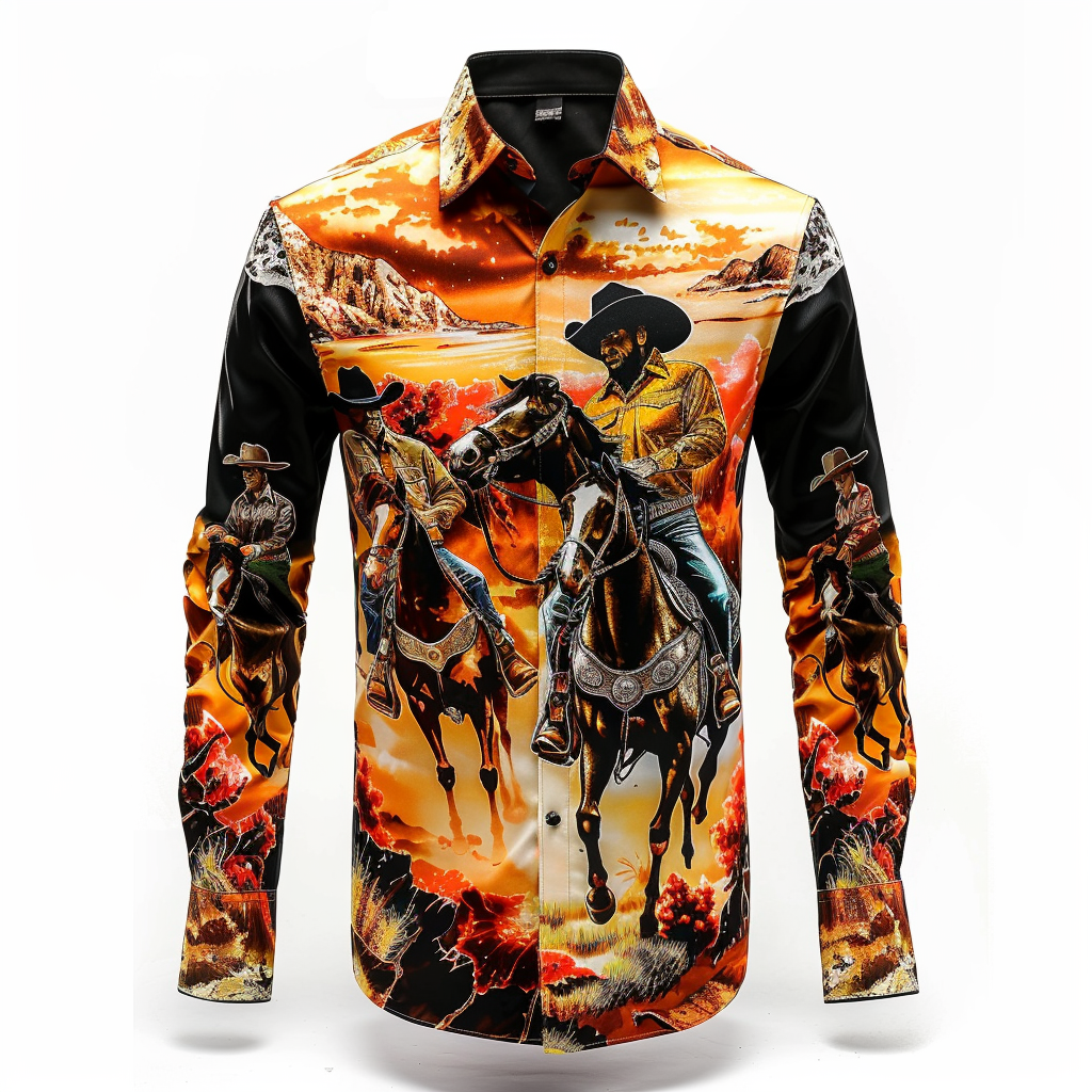 Western Styles Premium unique  Long Sleeve Shirt High Elasticity 