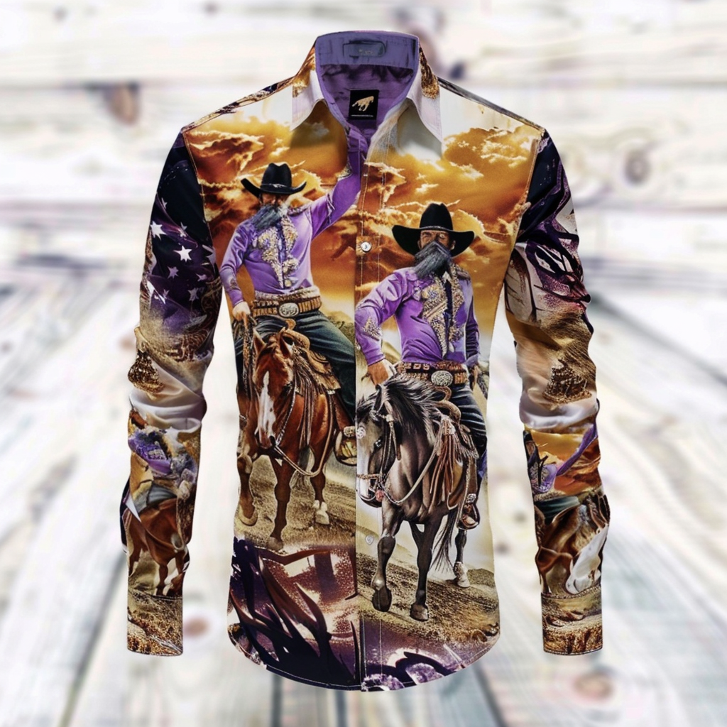 Western Styles Premium unique  Long Sleeve Shirt High Elasticity 