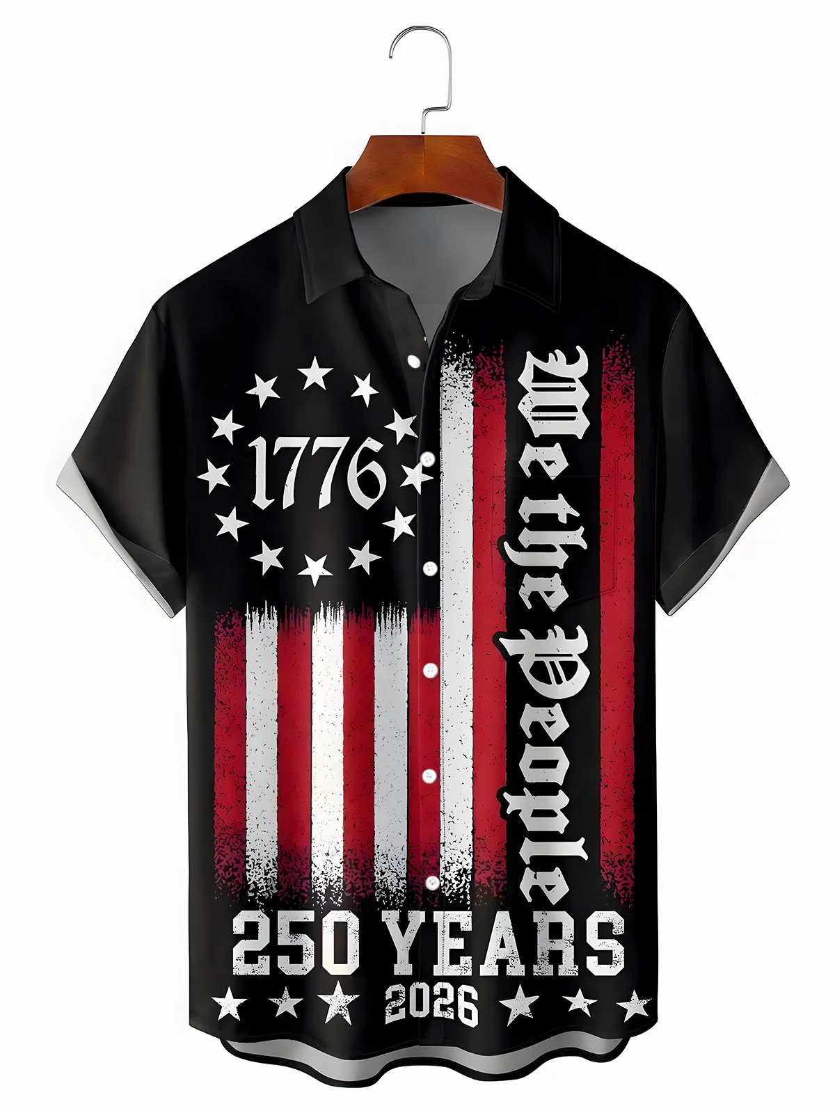Soft High Elasticity Casual Regular Independence Day American Flag  Hawaiian Shirt