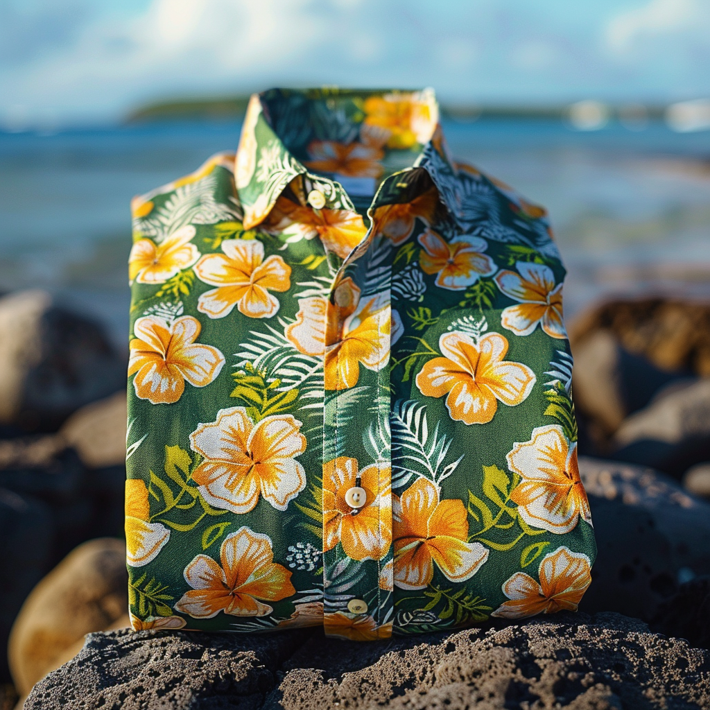100% Cotton Hawaiian Shirt For Men Button-down Short Sleeve Shirt