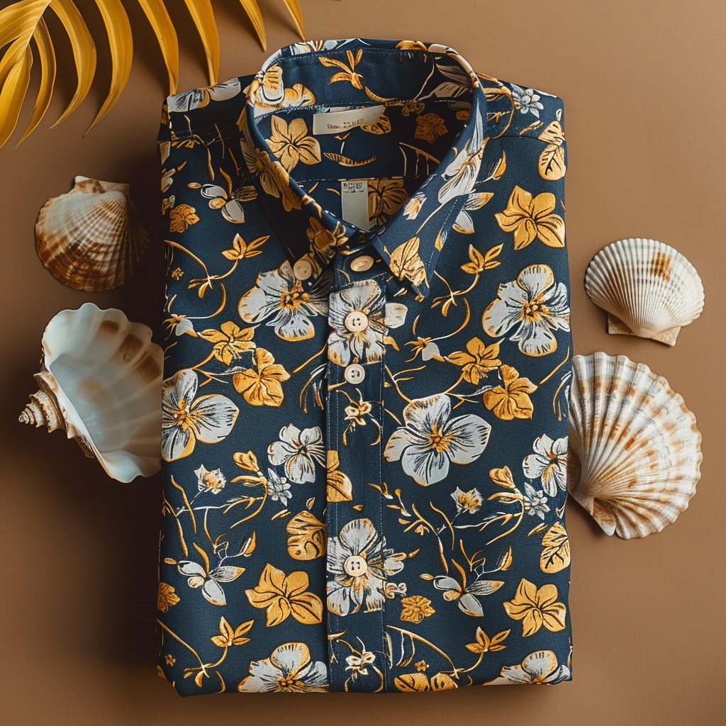 100% Cotton Hawaiian Shirt For Men Button-down luxury Shirt