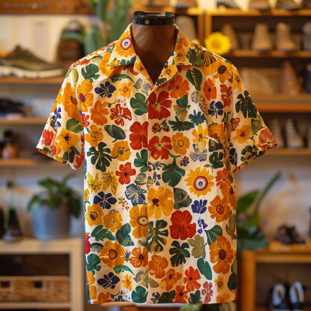 Hawaiian Shirt For Men Ardent Print Shirt 100% Cotton
