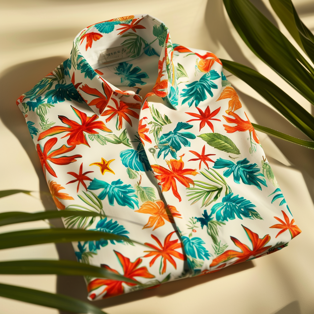 100% Cotton Hawaiian Shirt For Men Button-down Short Sleeve Shirt