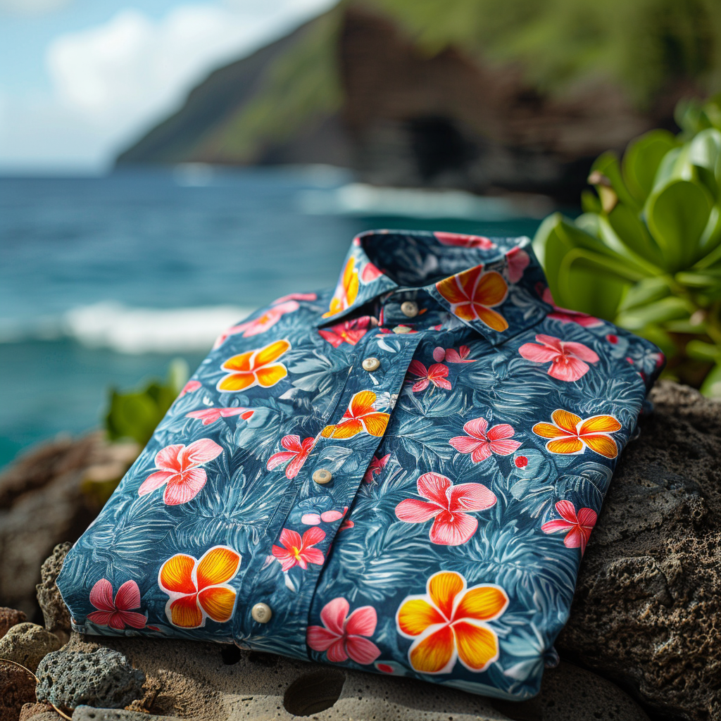 100% Cotton Hawaiian Shirt For Men Button-down luxury Shirt