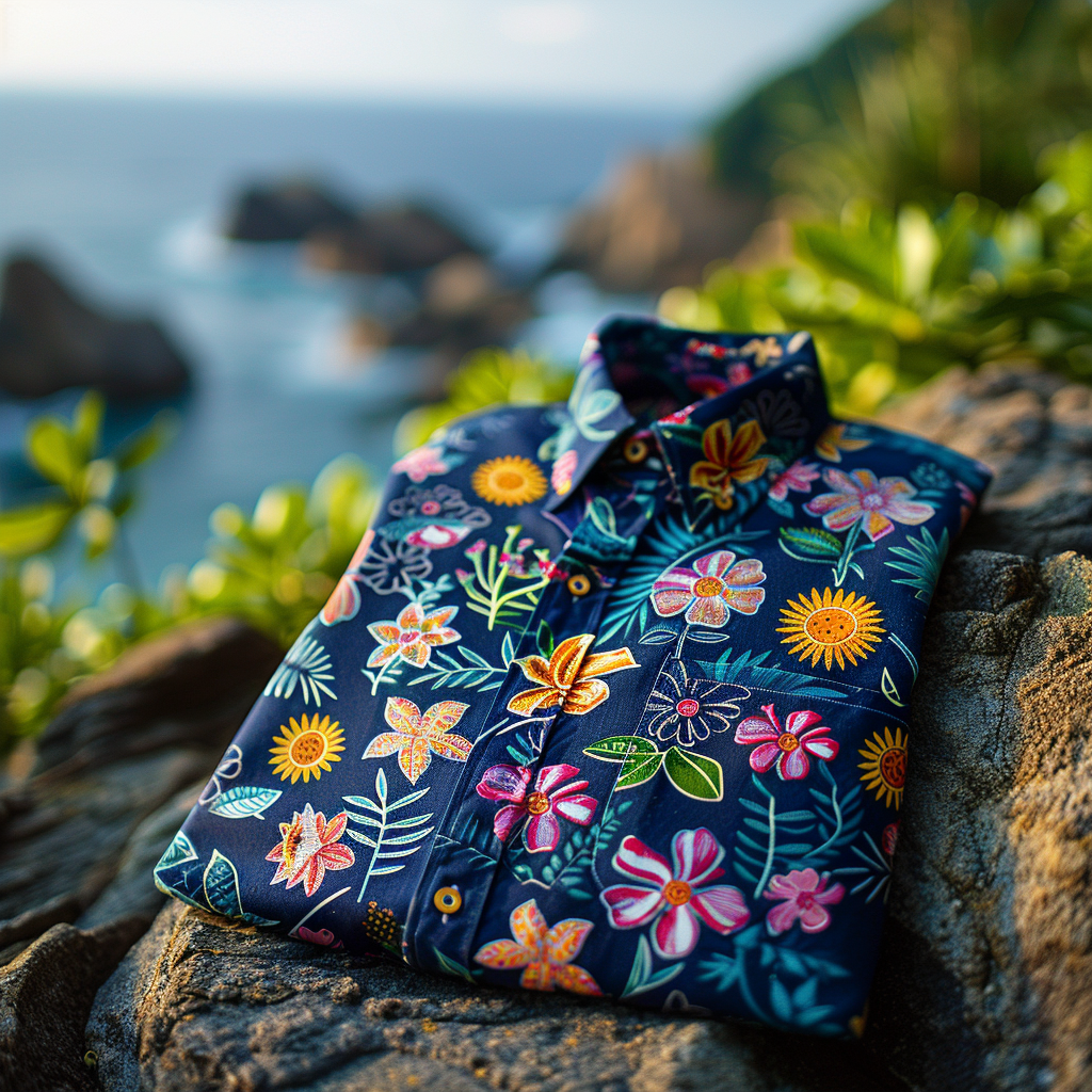 100% Cotton Hawaiian Shirt For Men Button-down luxury Shirt