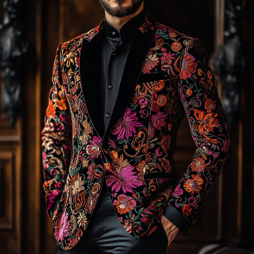 Unique embroidery business gentleman casual Men's Luxury Business Casual Fashion Blazer Suit Coat Jacket