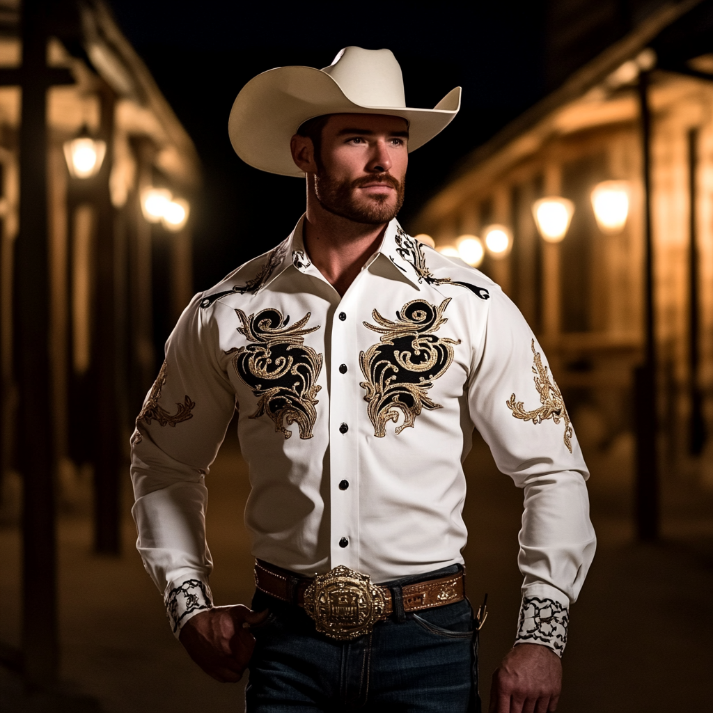 Men's Western Vintage Long Sleeve Shirt