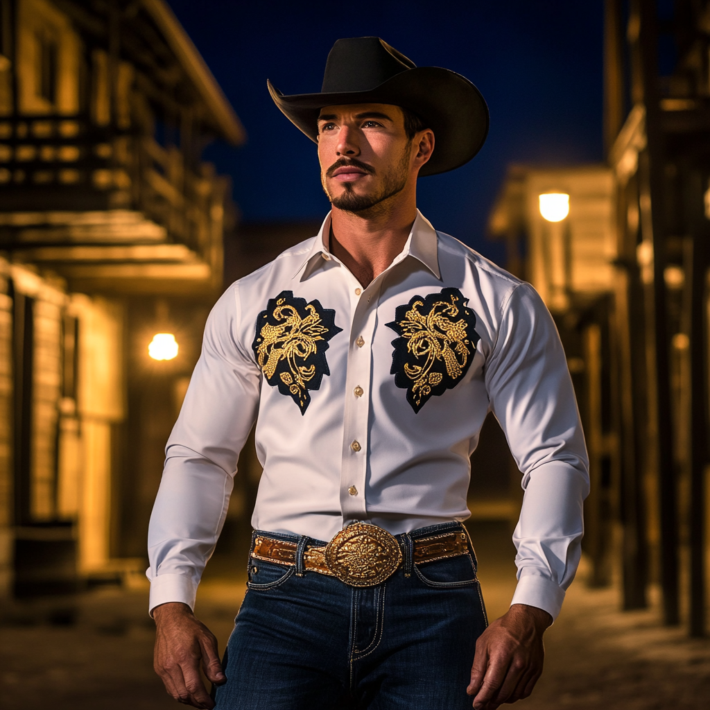 Men's Western Vintage Long Sleeve Shirt