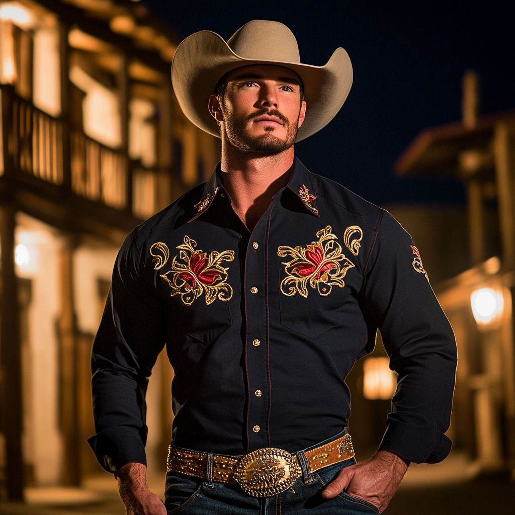 Men's Western Vintage Long Sleeve Shirt
