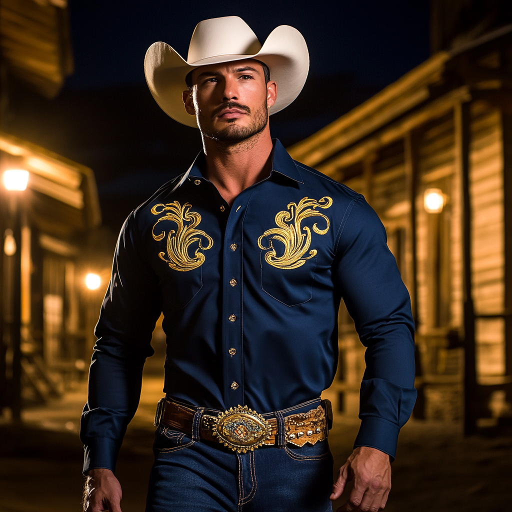 Men's Western Vintage Long Sleeve Shirt