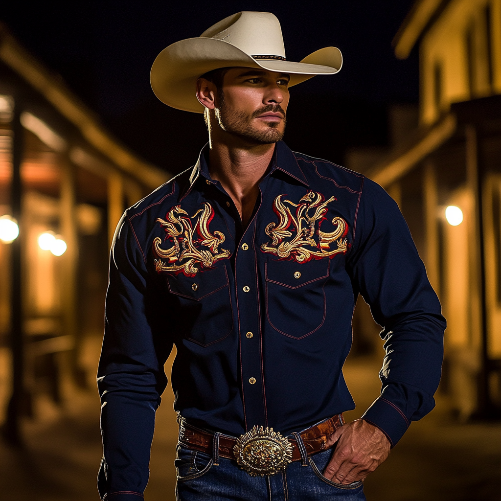 Men's Western Vintage Long Sleeve Shirt