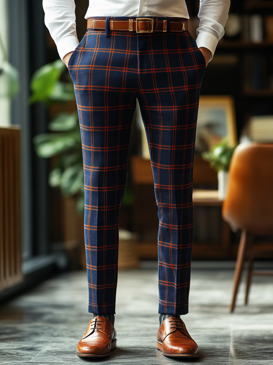 High elastic fabric luxury casual men's fashion trousers