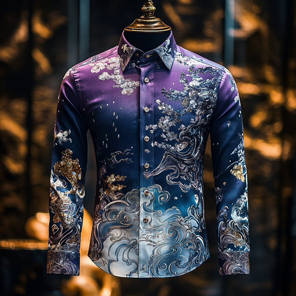 Men Silk Luxury Business VIP Exclusive Designer unique Luxe Collection long Shirt High Elasticity