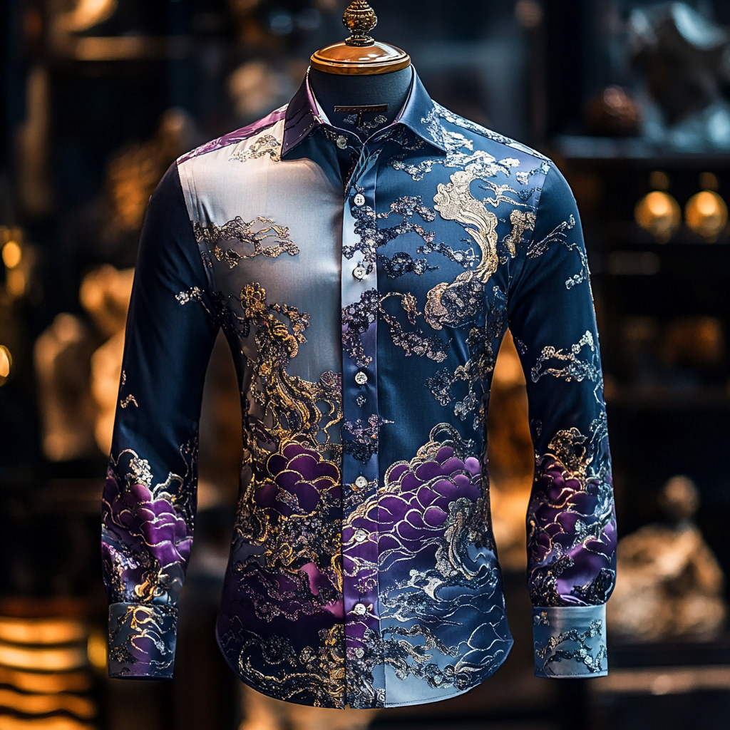 Men Silk Luxury Business VIP Exclusive Designer unique Luxe Collection long Shirt High Elasticity