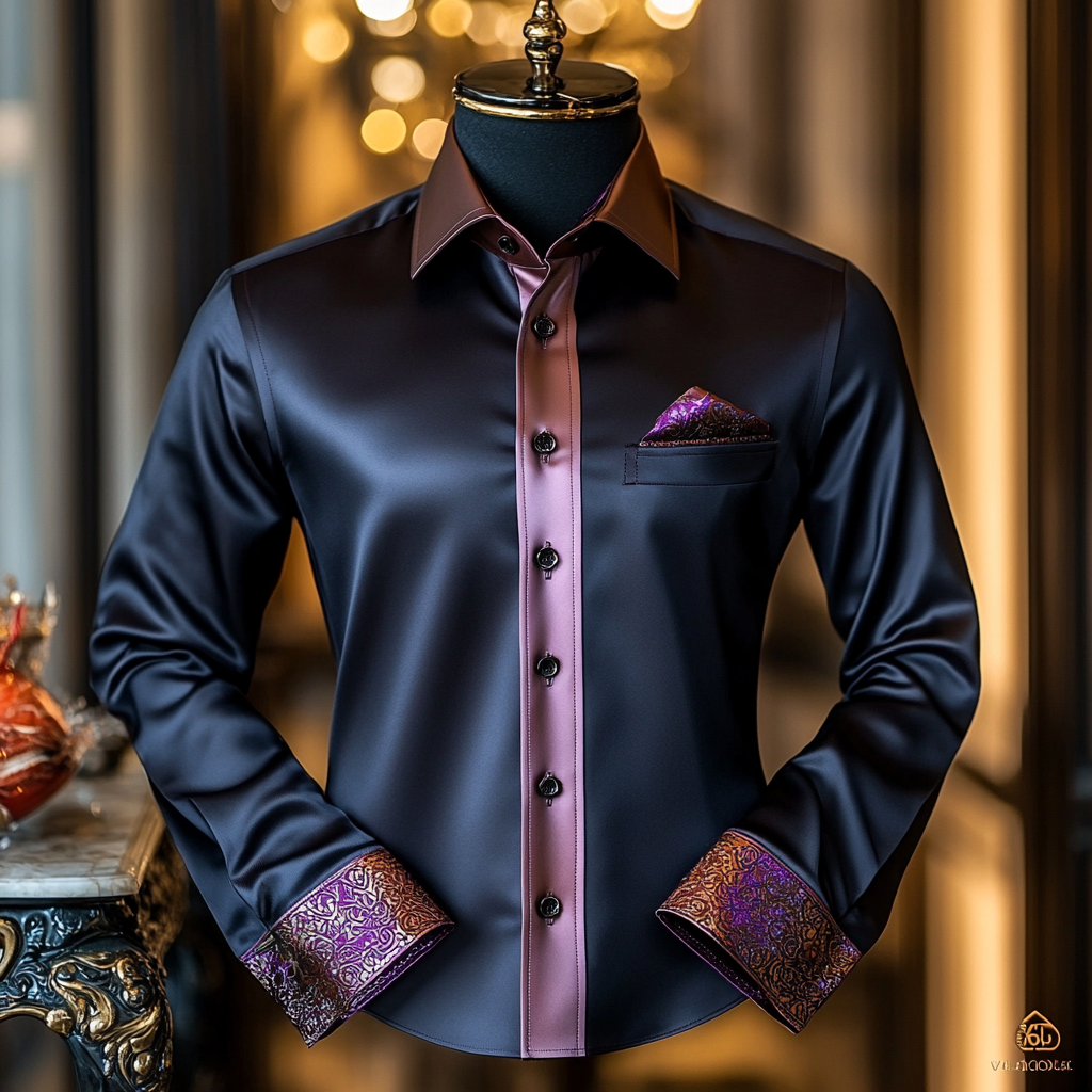 Men Silk Luxury Business VIP Exclusive Designer unique Luxe Collection long Shirt High Elasticity