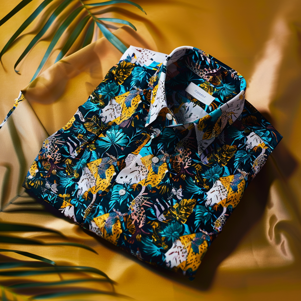 100% Cotton Soft High Elasticity Casual Tropical Print Holiday Breathable Shirt