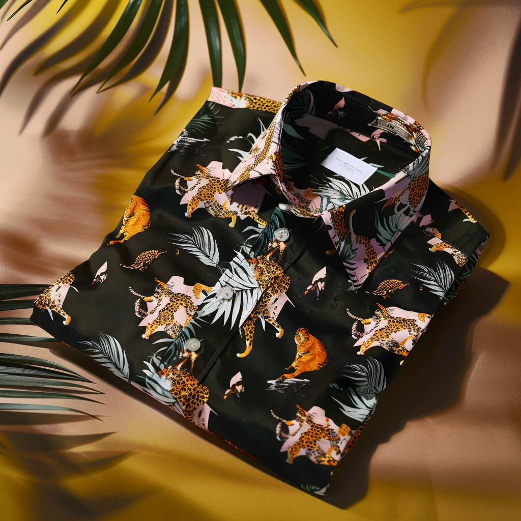 100% Cotton Soft High Elasticity Casual Tropical Print Holiday Breathable Shirt