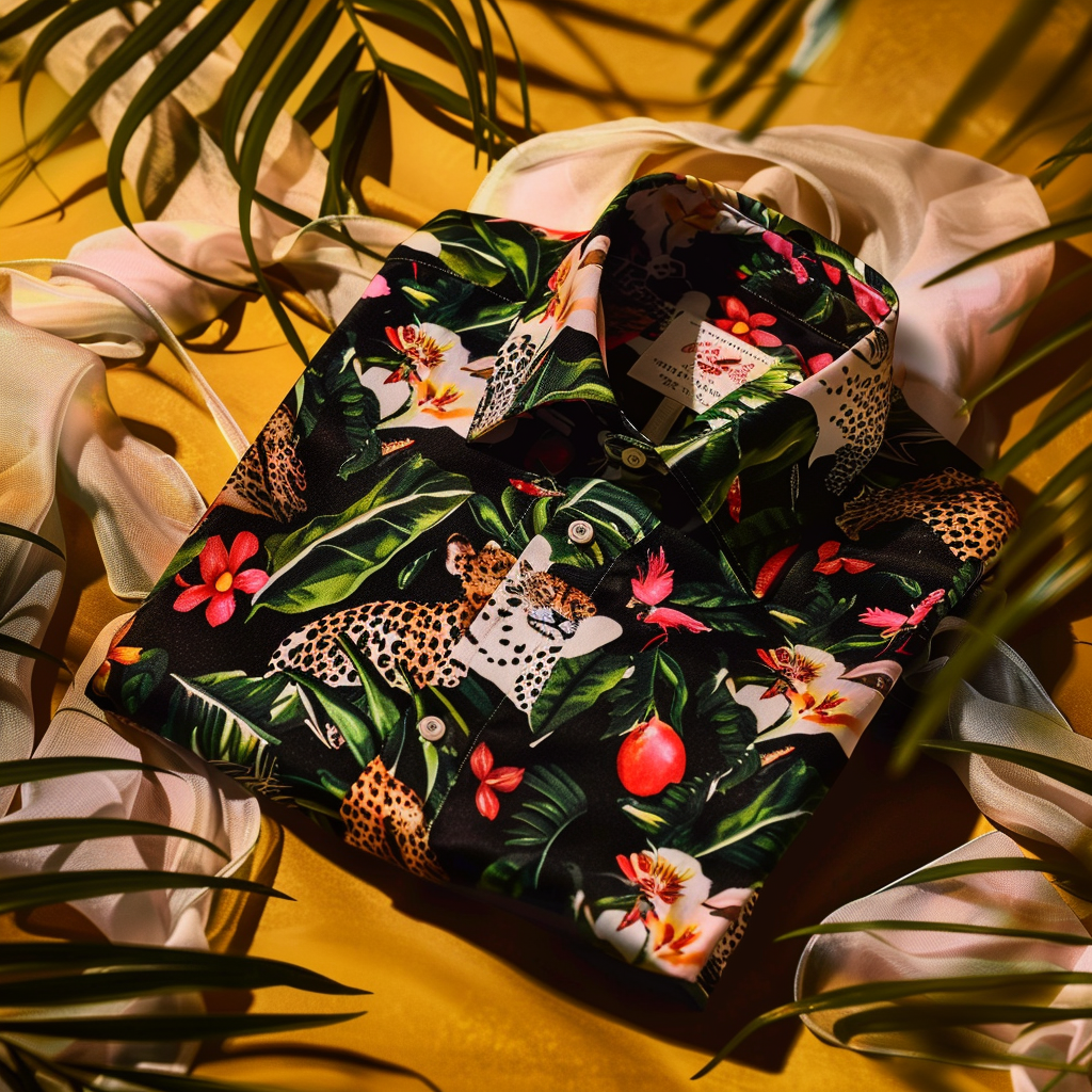 100% Cotton Soft High Elasticity Casual Tropical Print Holiday Breathable Shirt